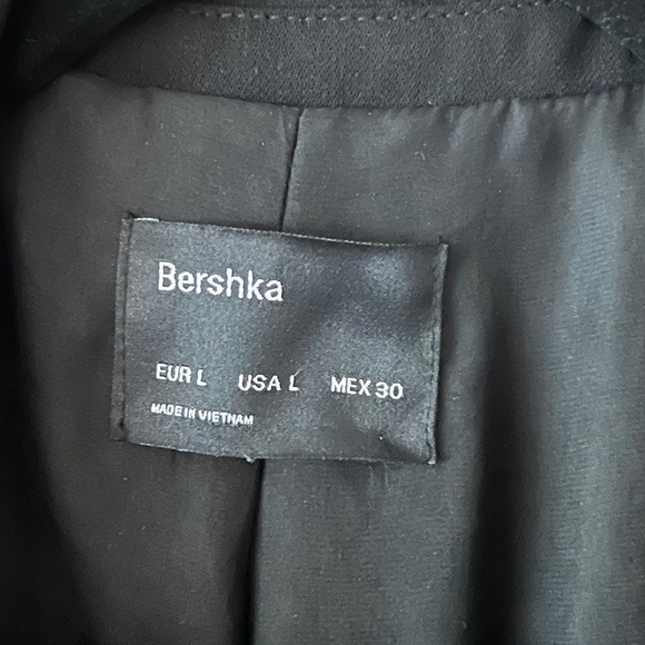 Bershka Double Breasted Black Blazer w/ Ruched 3/4 Length Sleeves Size Large - Picture 4 of 8